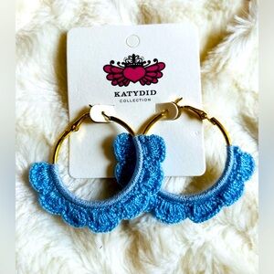 KATYDID blue crocheted earrings NEW